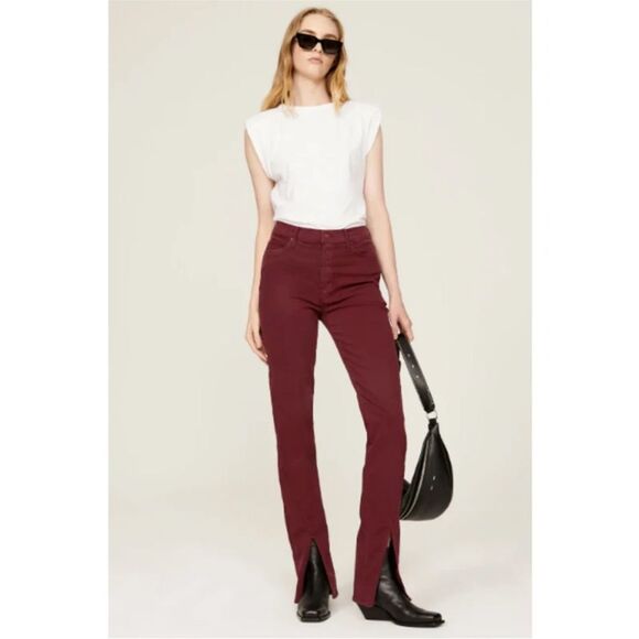 Mother The Rascal Sliced Up Heel Jeans Size 24, Burgundy, NWT  $248 - Picture 2 of 10